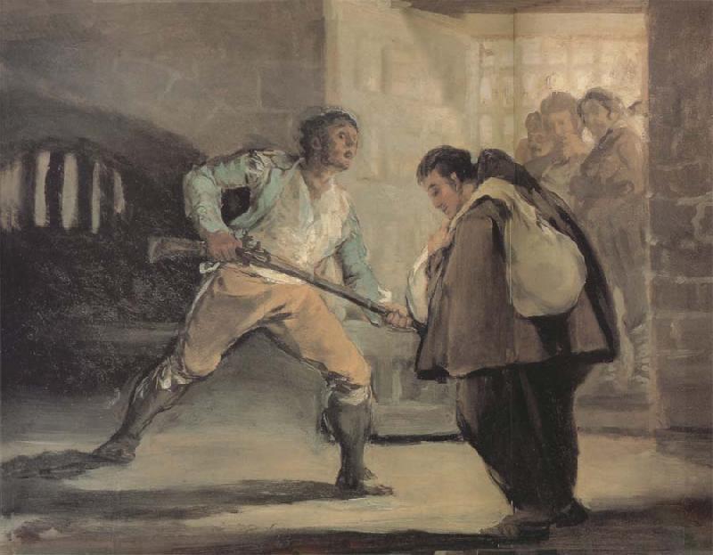 Francisco Goya El Maragato points a gun on Friar Pedro oil painting picture